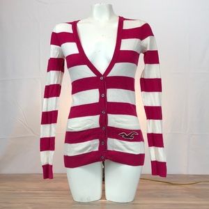 HOLLISTER  Cardigan Pink & White Stripe Sz S